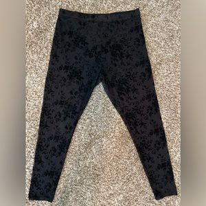 SHEIN Sheer Floral Flocked Black Mesh Plus Size Overlay Leggings- Size XXL /2XL